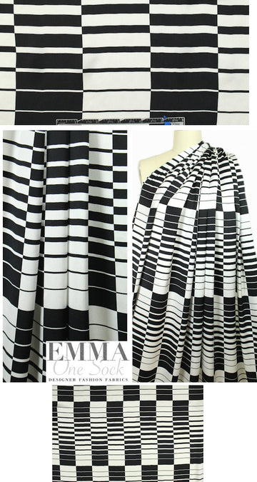 Italian famous designer b/w graphic hammered silk