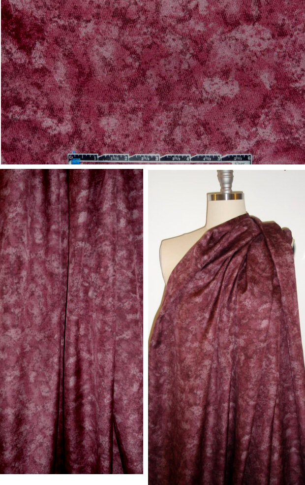 Italian plum tones mottled abstract hammered silk