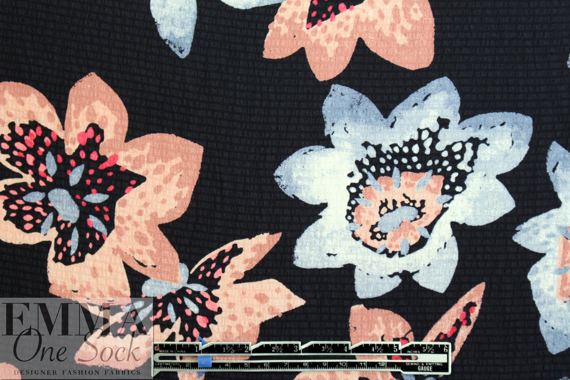 NY designer quirky flowers hammered silk woven 1.375 yd