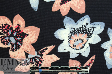 NY designer quirky flowers hammered silk woven 1.75 yd
