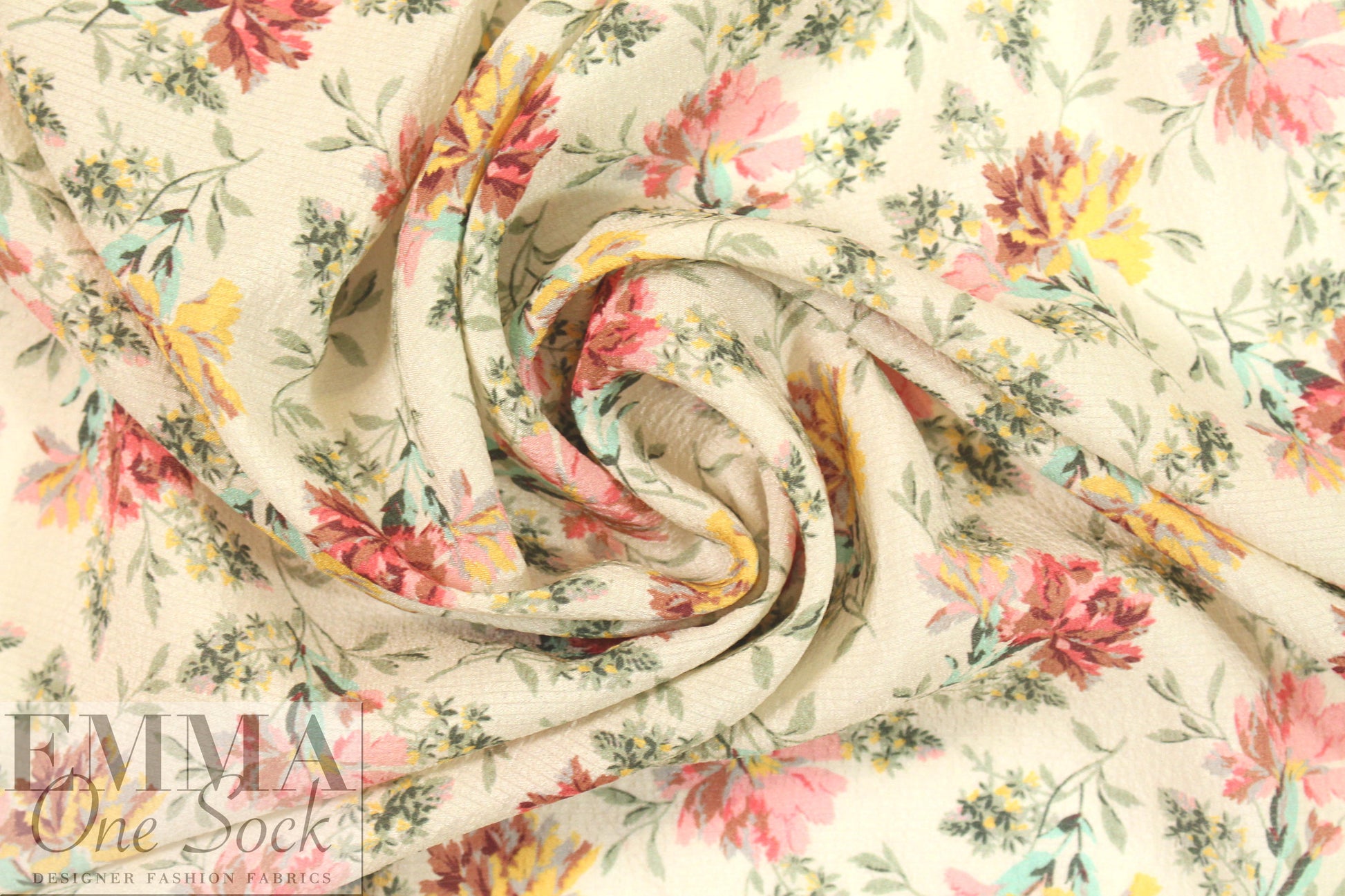 NY designer vintage bouquets hammered silk woven