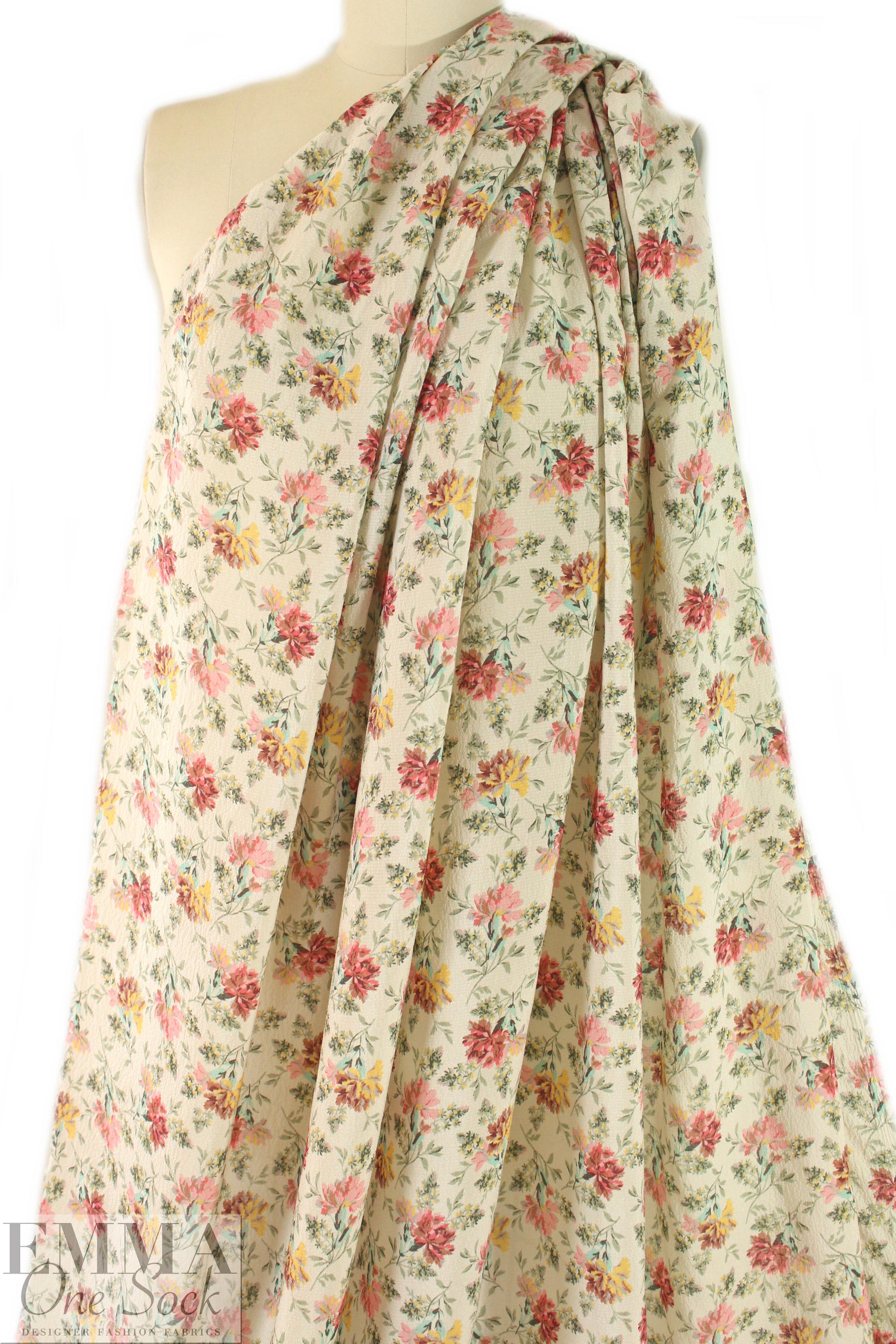 NY designer vintage bouquets hammered silk woven