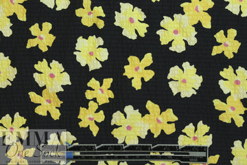 NY designer lemon flowers hammered silk woven
