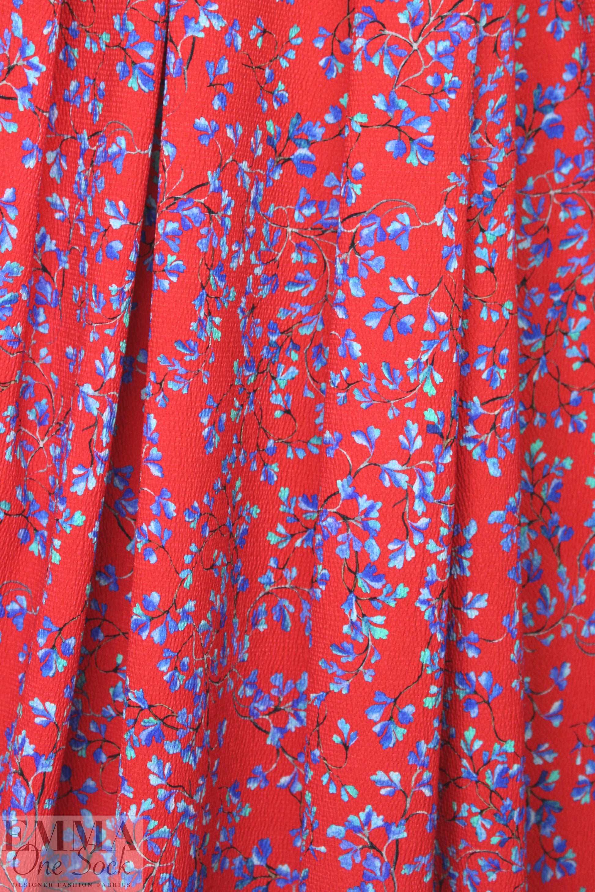 Italian stretch 'hammered' silk - delicate blossoms 1.375 yds