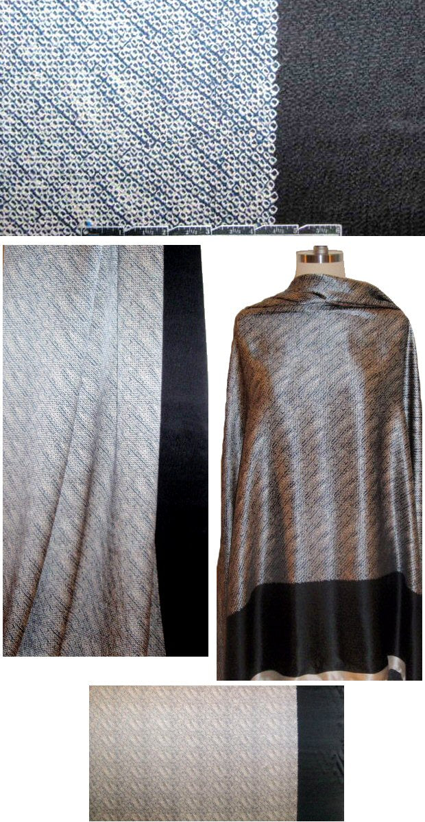SUN0 blue/black/pearl graphic border hammered silk