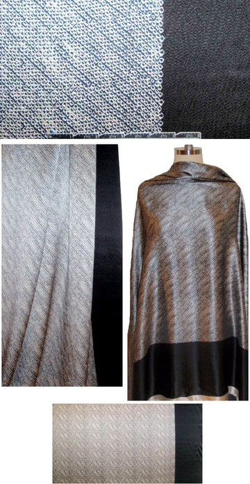 SUN0 blue/black/pearl graphic border hammered silk