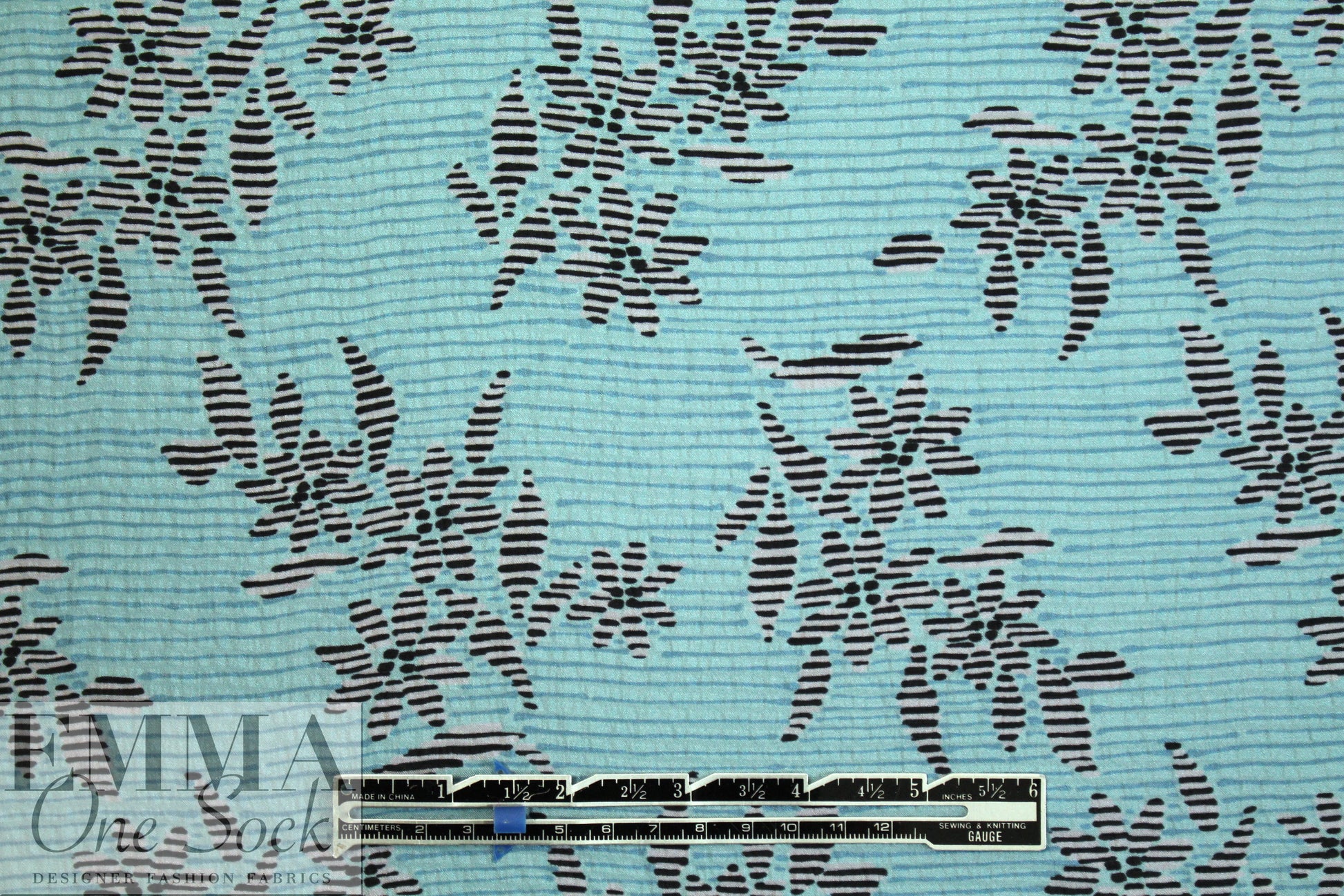 NY designer dusty aqua blossoms hammered silk woven