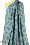 NY designer dusty aqua blossoms hammered silk woven