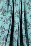 NY designer dusty aqua blossoms hammered silk woven 1.5 yds