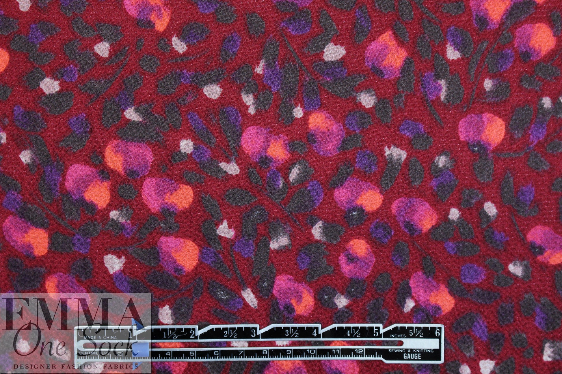NY designer painterly blooms hammered silk woven