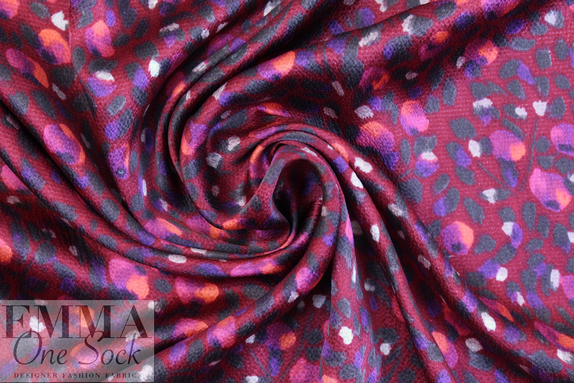NY designer painterly blooms hammered silk woven