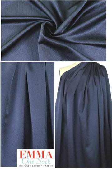 Italian designer hammered silk/wool - navy 1 yard