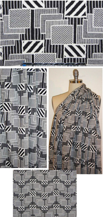 'pick a card' yarn-dye novelty knit - black/cream 1.33 yds