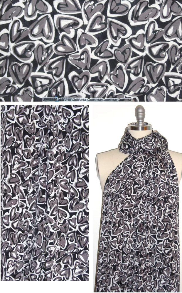 DKNY hearts silk/lycra - white/gray/black