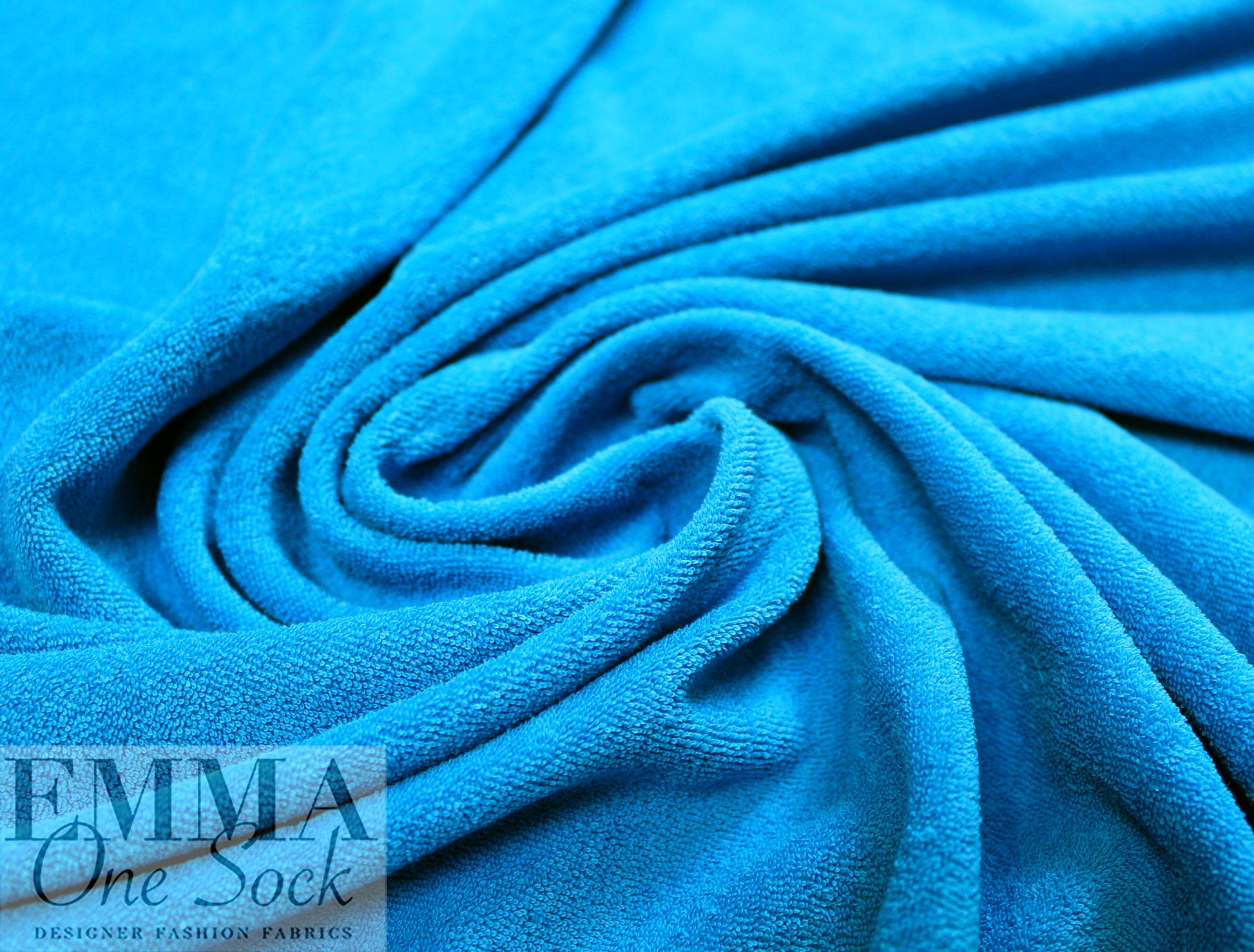 cotton blend knitted terry - azure 1 yard