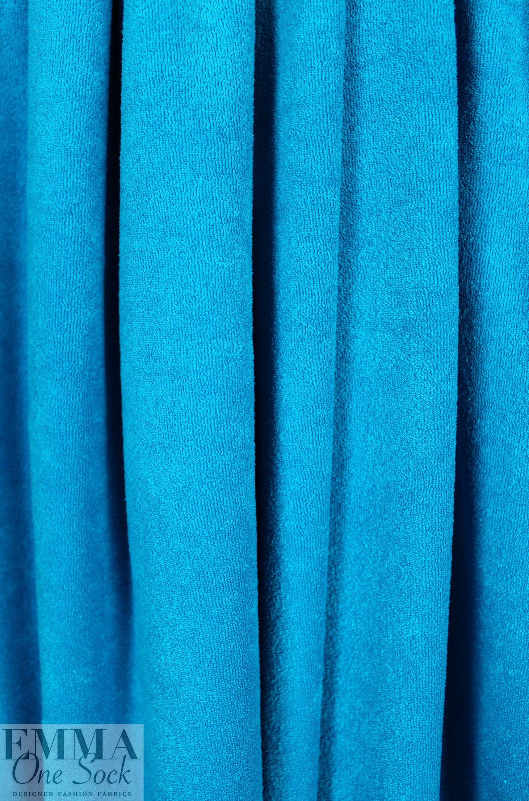 cotton blend knitted terry - azure 1 yard