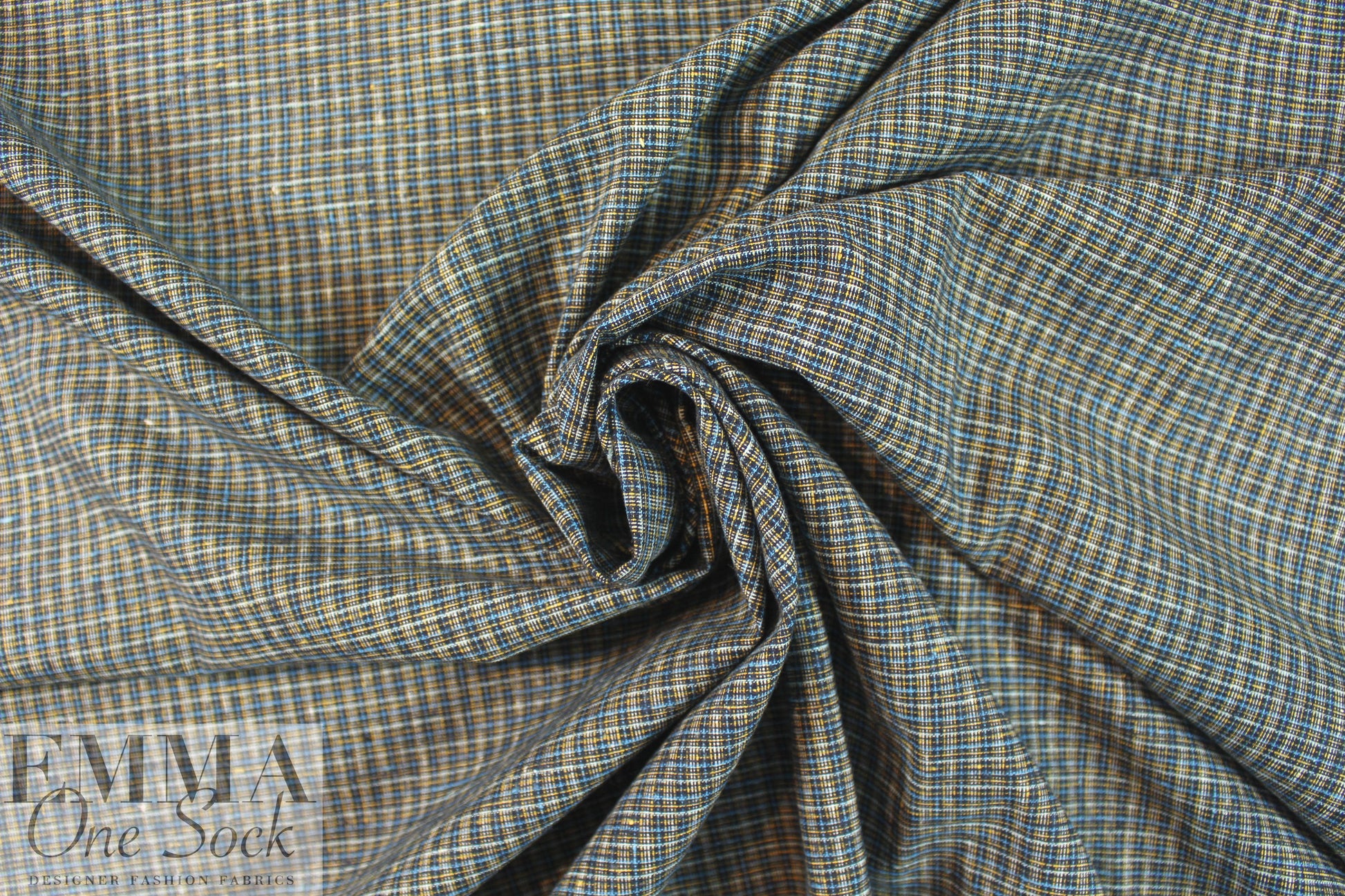 hem/organic cotton yarn dyed plaid - blue/yellow 1 yard