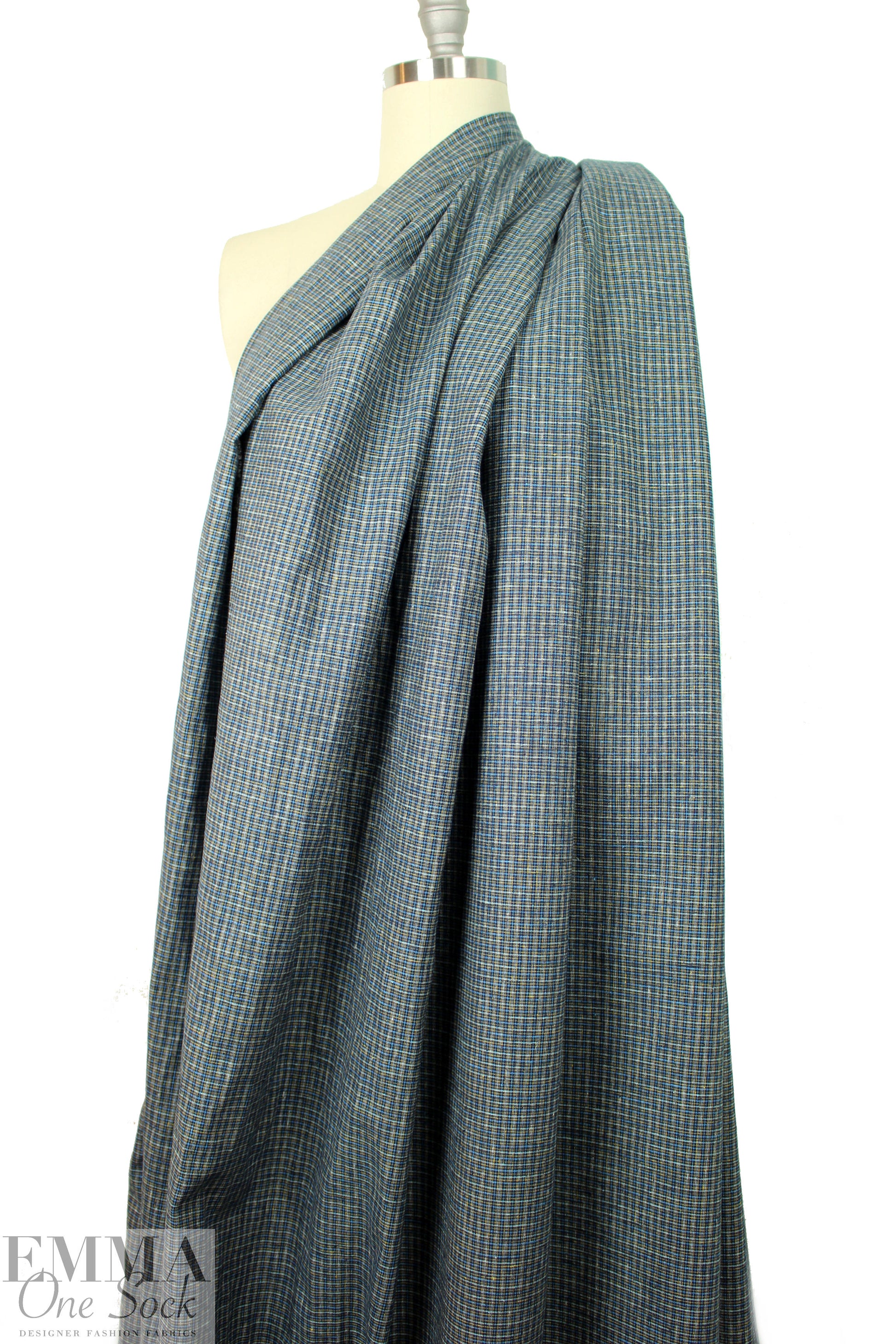 hem/organic cotton yarn dyed plaid - blue/yellow 1 yard