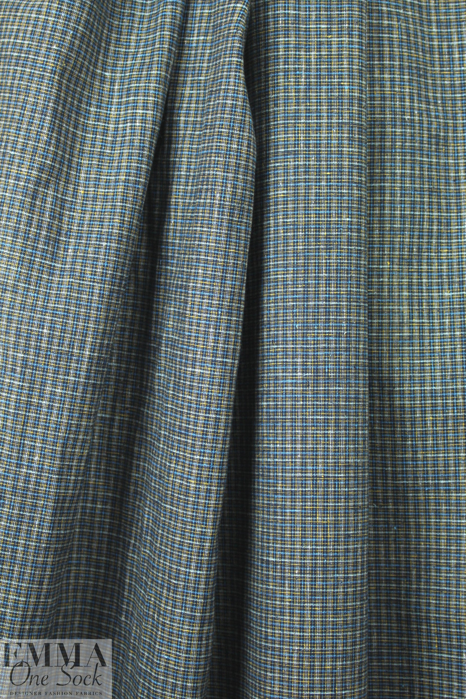 hem/organic cotton yarn dyed plaid - blue/yellow