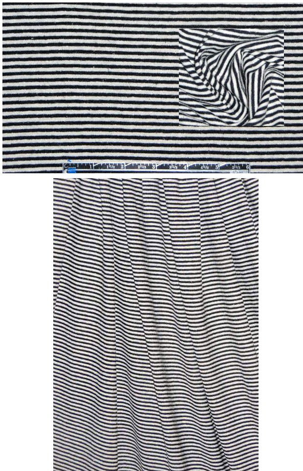 hemp/organic cotton stripe jersey - black/white 1.875 yds