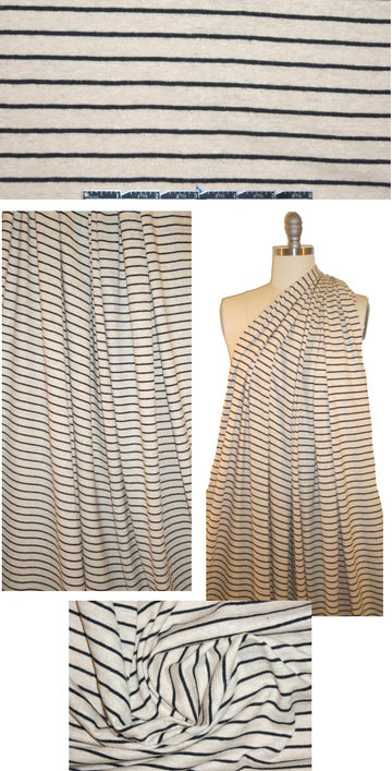 hemp/organic cotton stripe jersey - black/natural 1.875 yd
