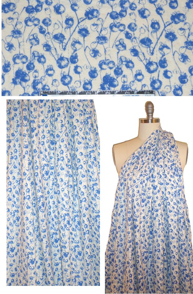 hemp/organic cotton print jersey - blue berries 1.66 yds