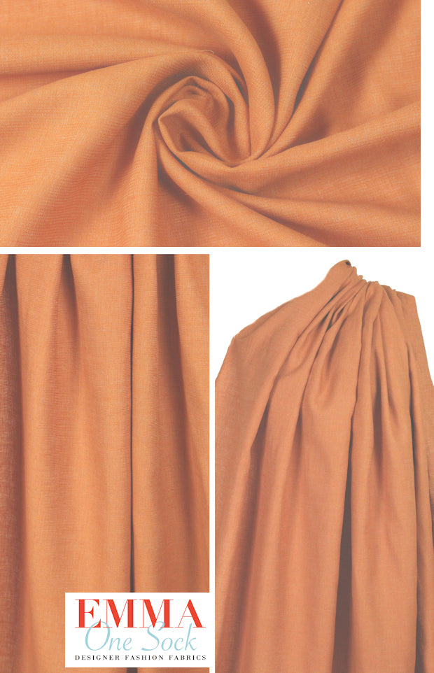 hemp/recyled poly textured woven - soft orange 2 yd