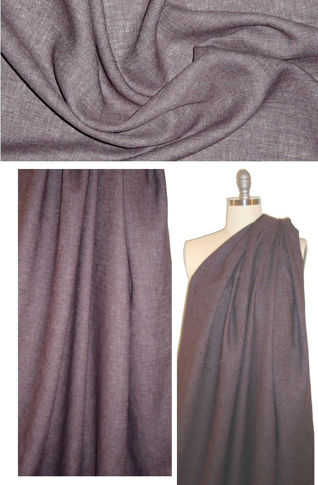 hemp/recyled poly 'tweedy' woven - mulberry 1.625 yd