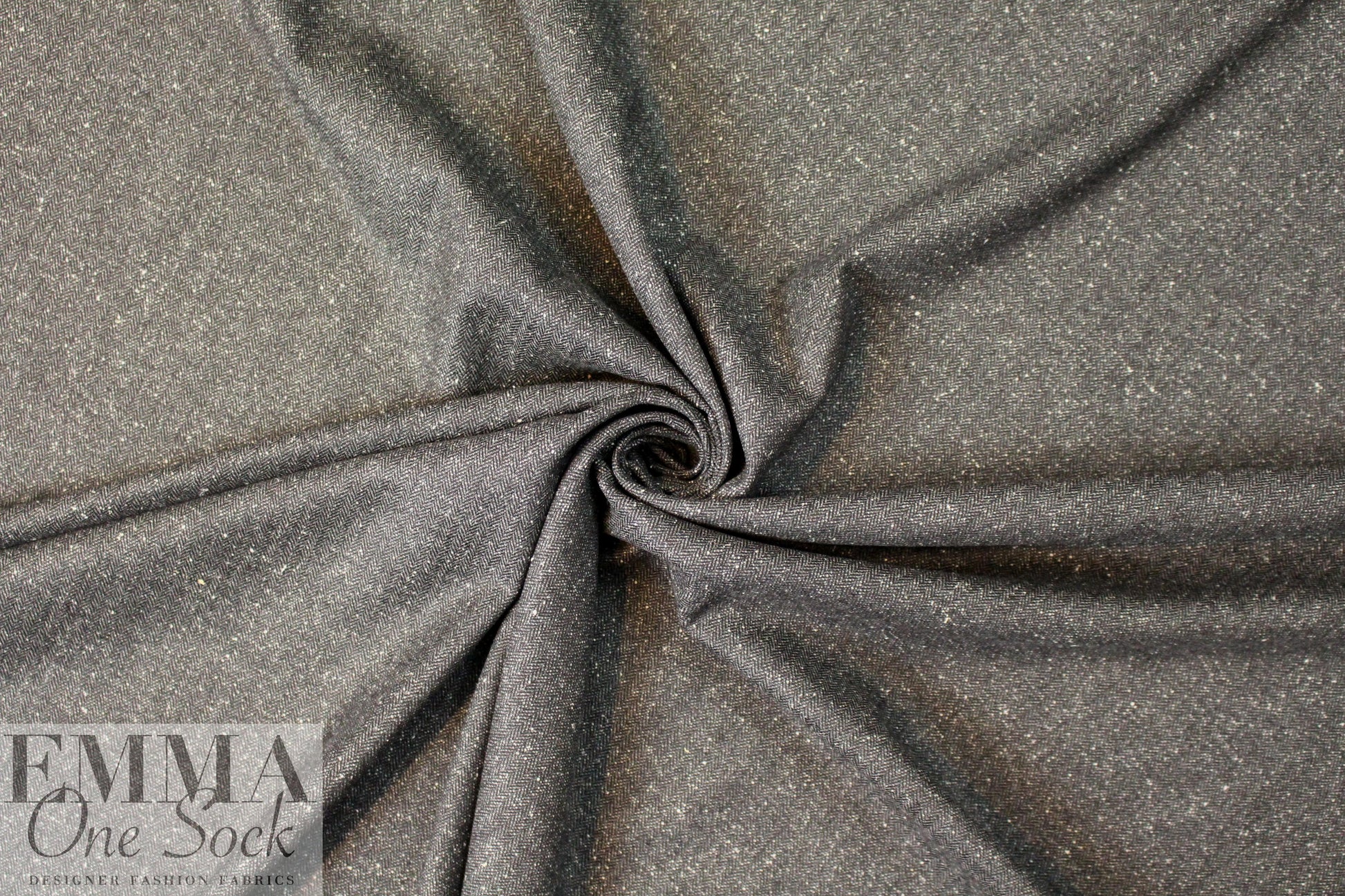 NY designer silk suiting - black/white herringbone 2.125 yd