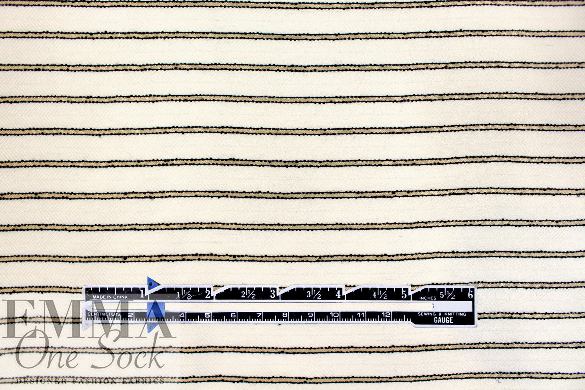 designer herringbone stripe yarn-dye woven - cream/sand 1 yard