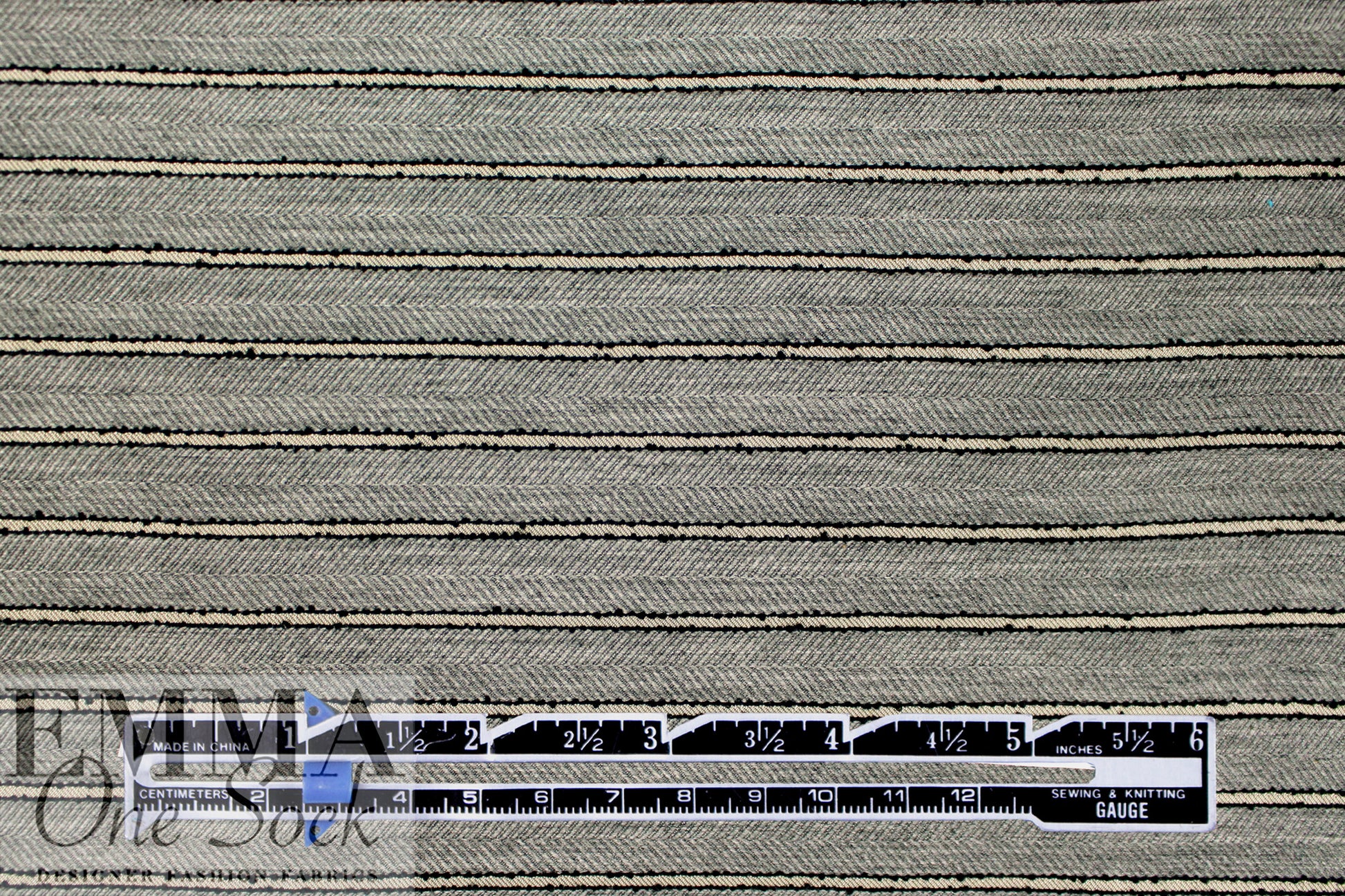 designer herringbone stripe yarn-dye woven - pewter/silver 2.25 yd