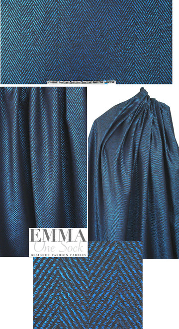 Italian sapphire/black herringbone suiting 1.375 yds