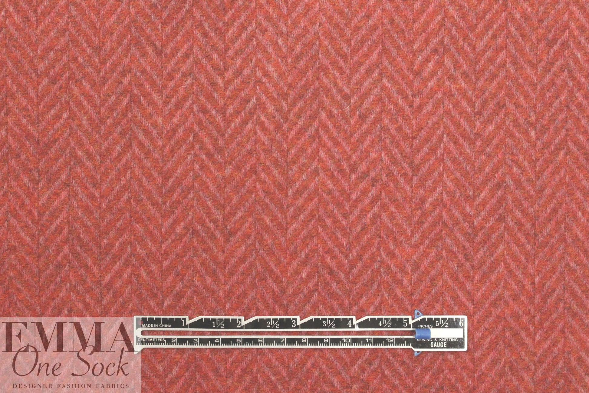 Italian wool herringbone woven - rustic rouge