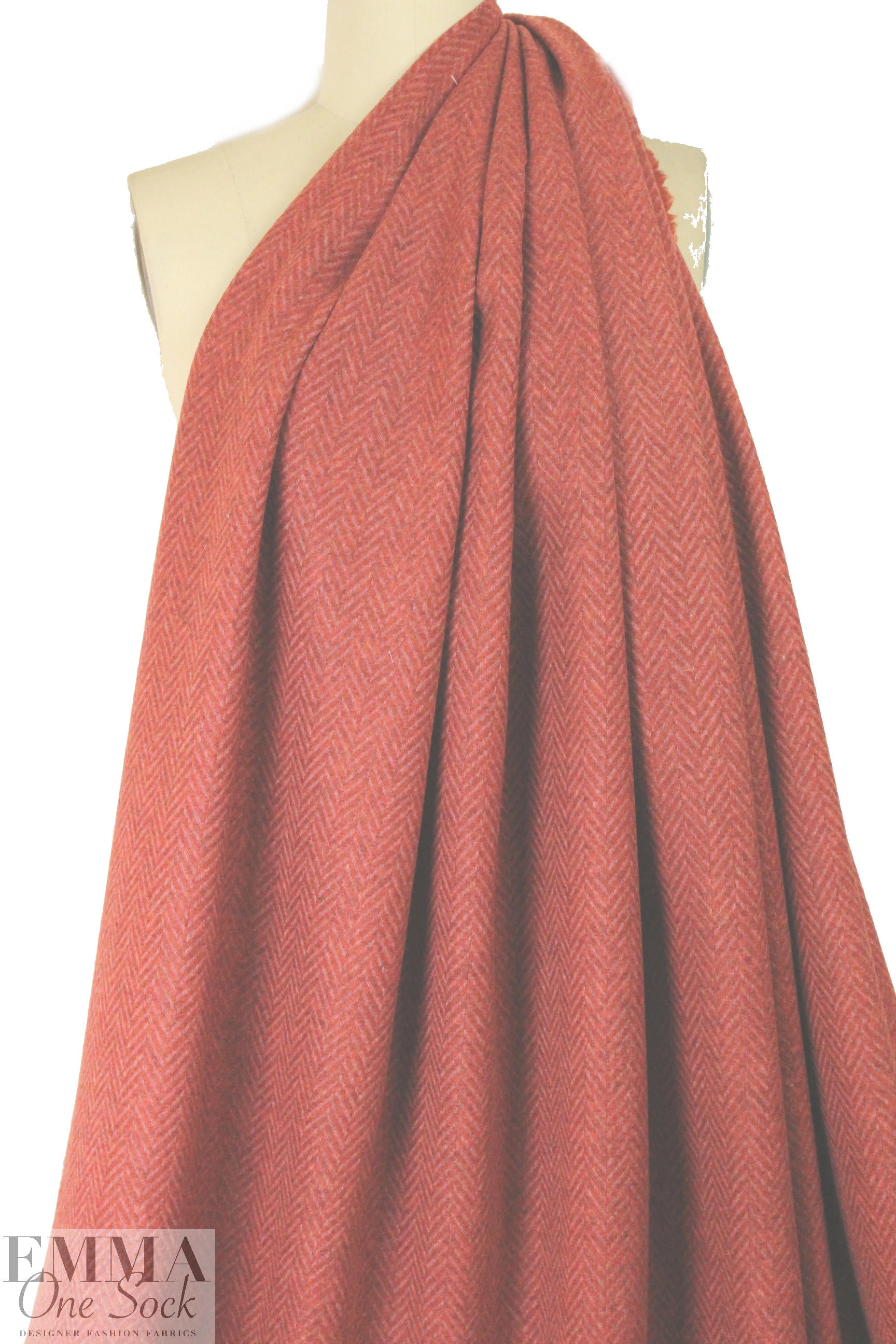 Italian wool herringbone woven - rustic rouge