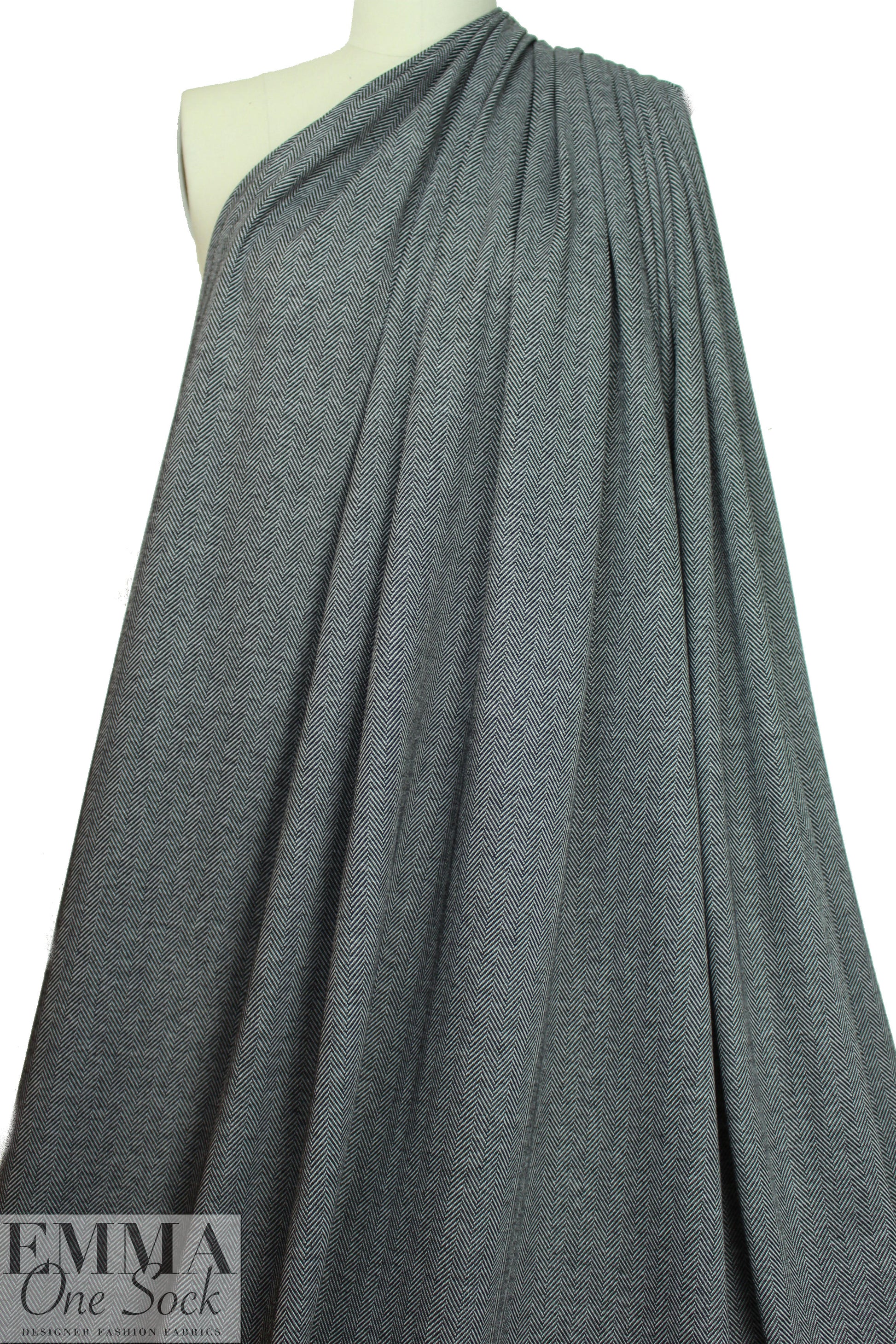 NY designer herringbone doubleknit - black/white
