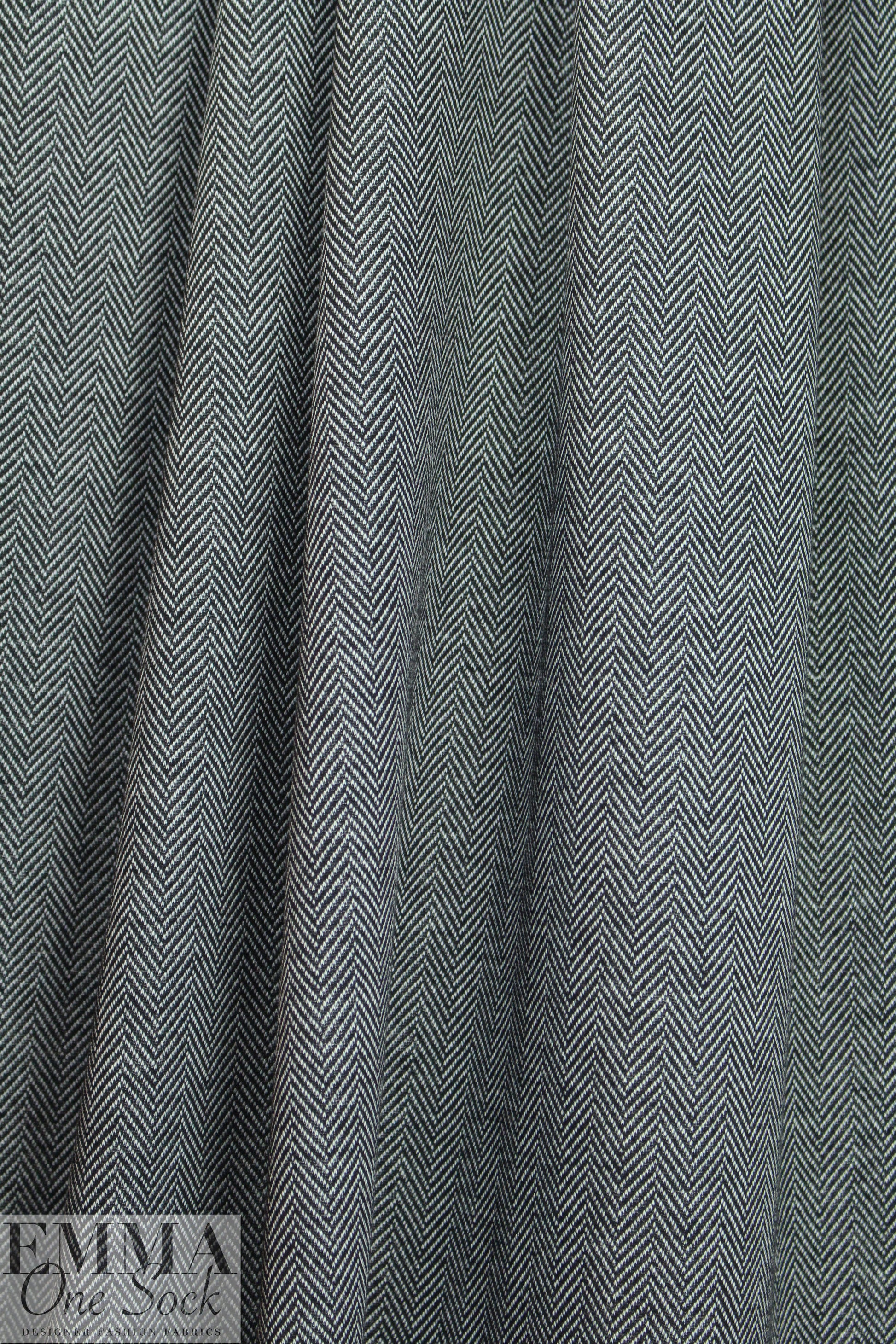 NY designer herringbone doubleknit - black/white