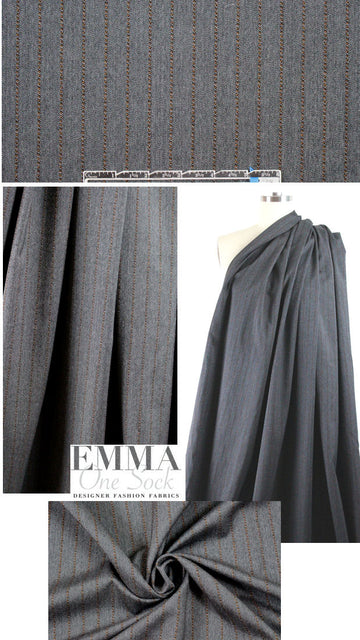 designer herringbone/nutmeg pinstripe stretch suiting 1.375 yds