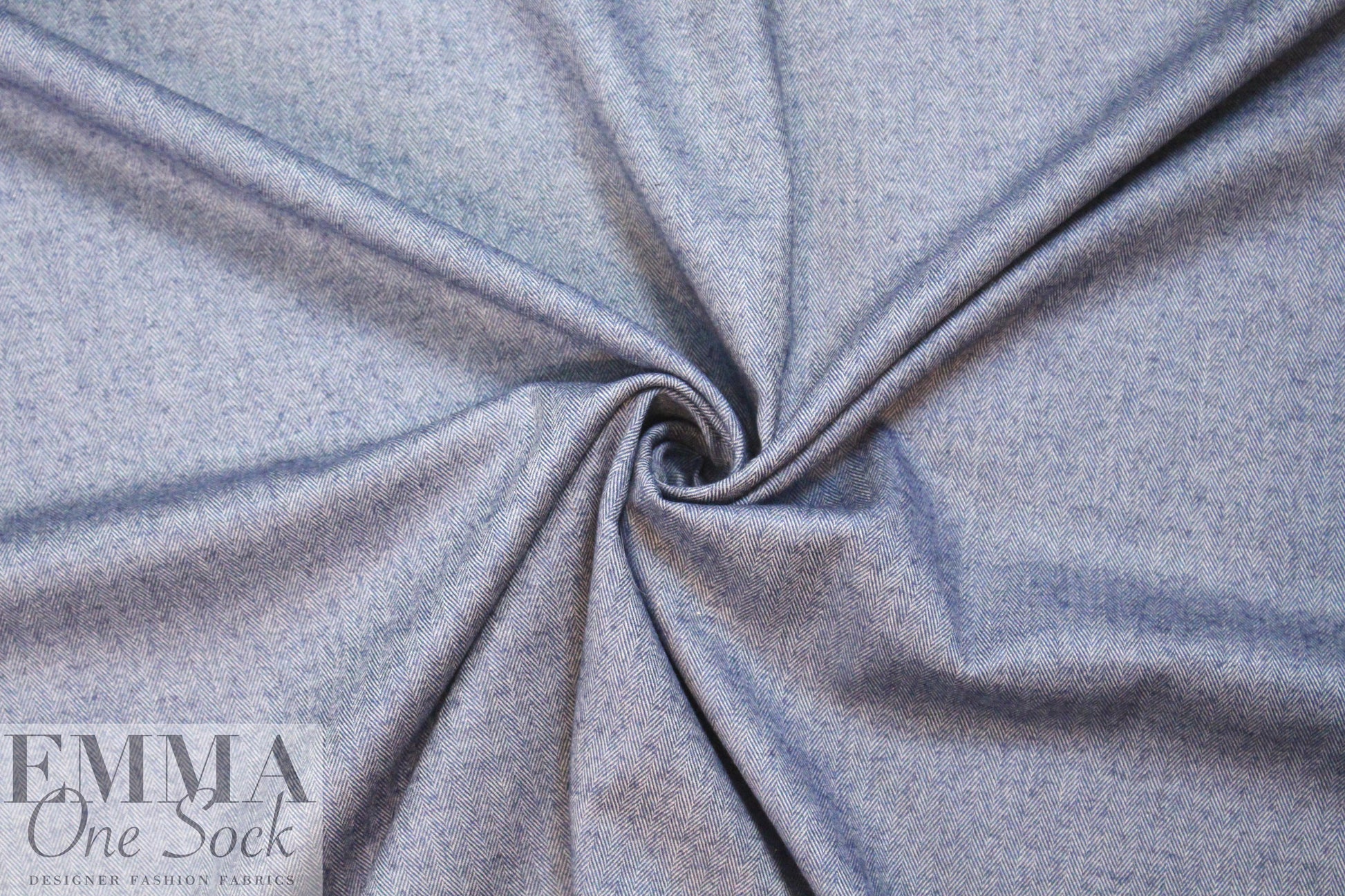 NY designer navy/silver wool blend herringbone suiting 1.75 yd