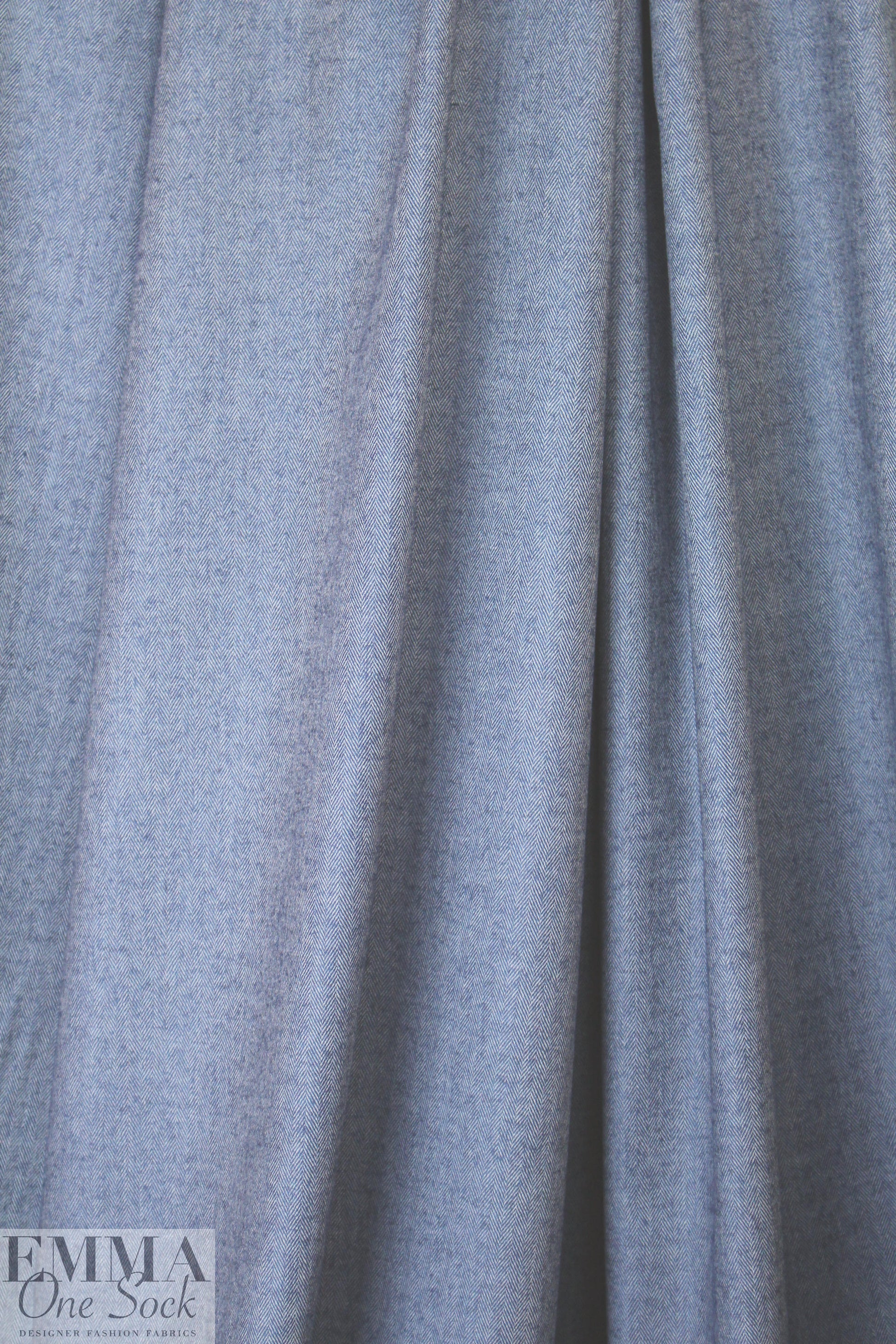NY designer navy/silver wool blend herringbone suiting 1.75 yd
