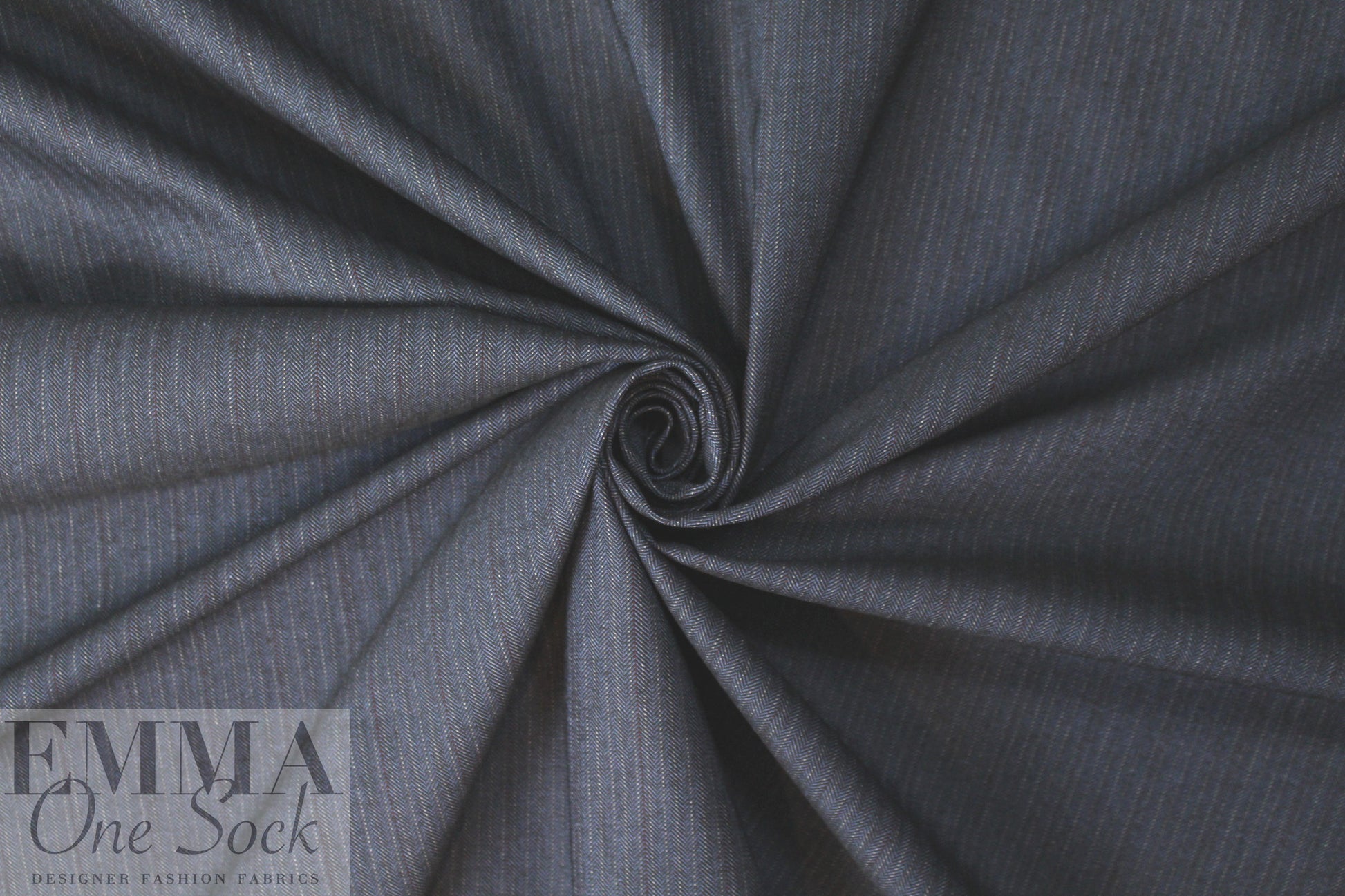 Italian cotton herringbone stretch woven - navy