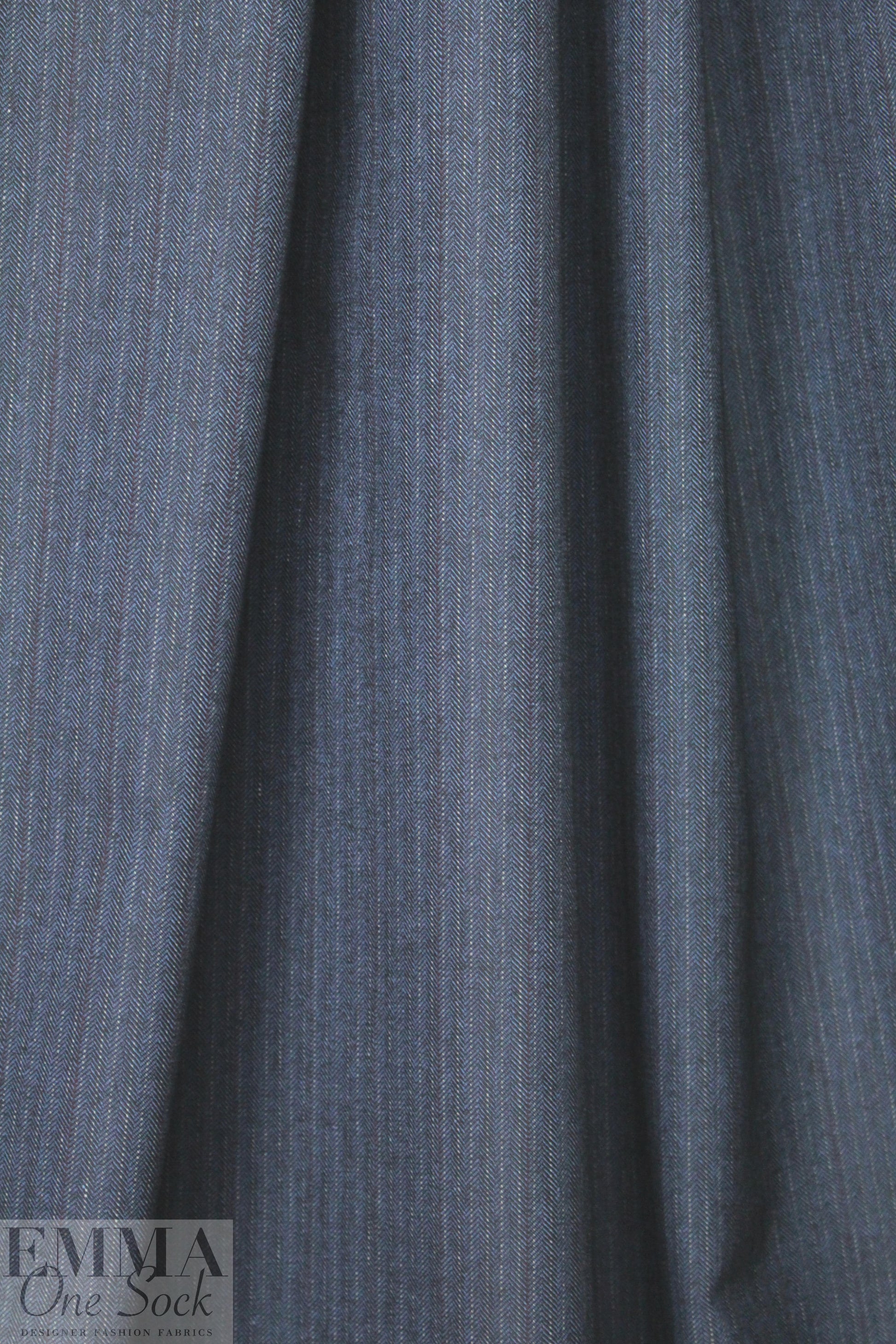 Italian cotton herringbone stretch woven - navy