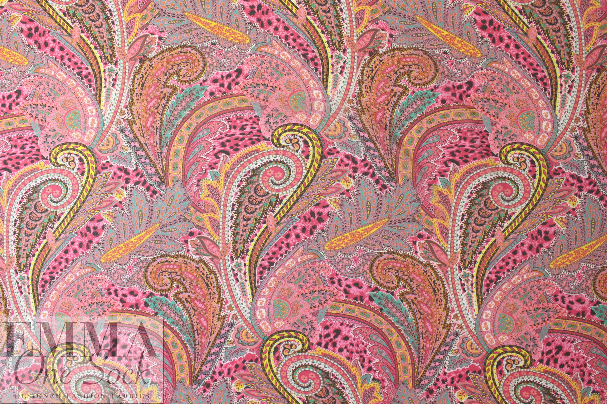 hi twist polysilk chiffon - pink/aqua paisley