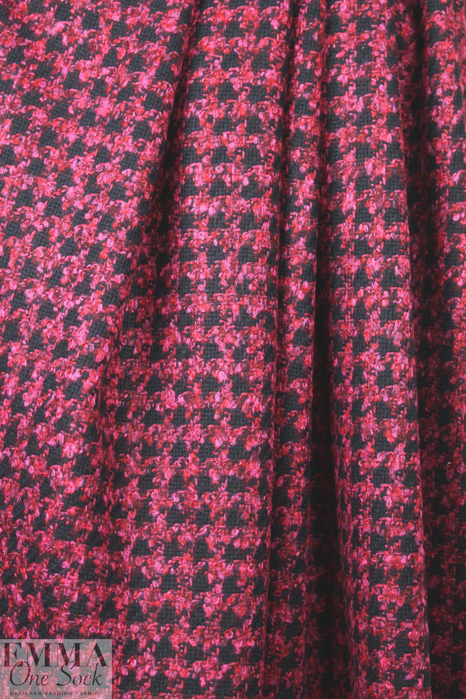 NY designer houndstooth check woven - midnight/pink