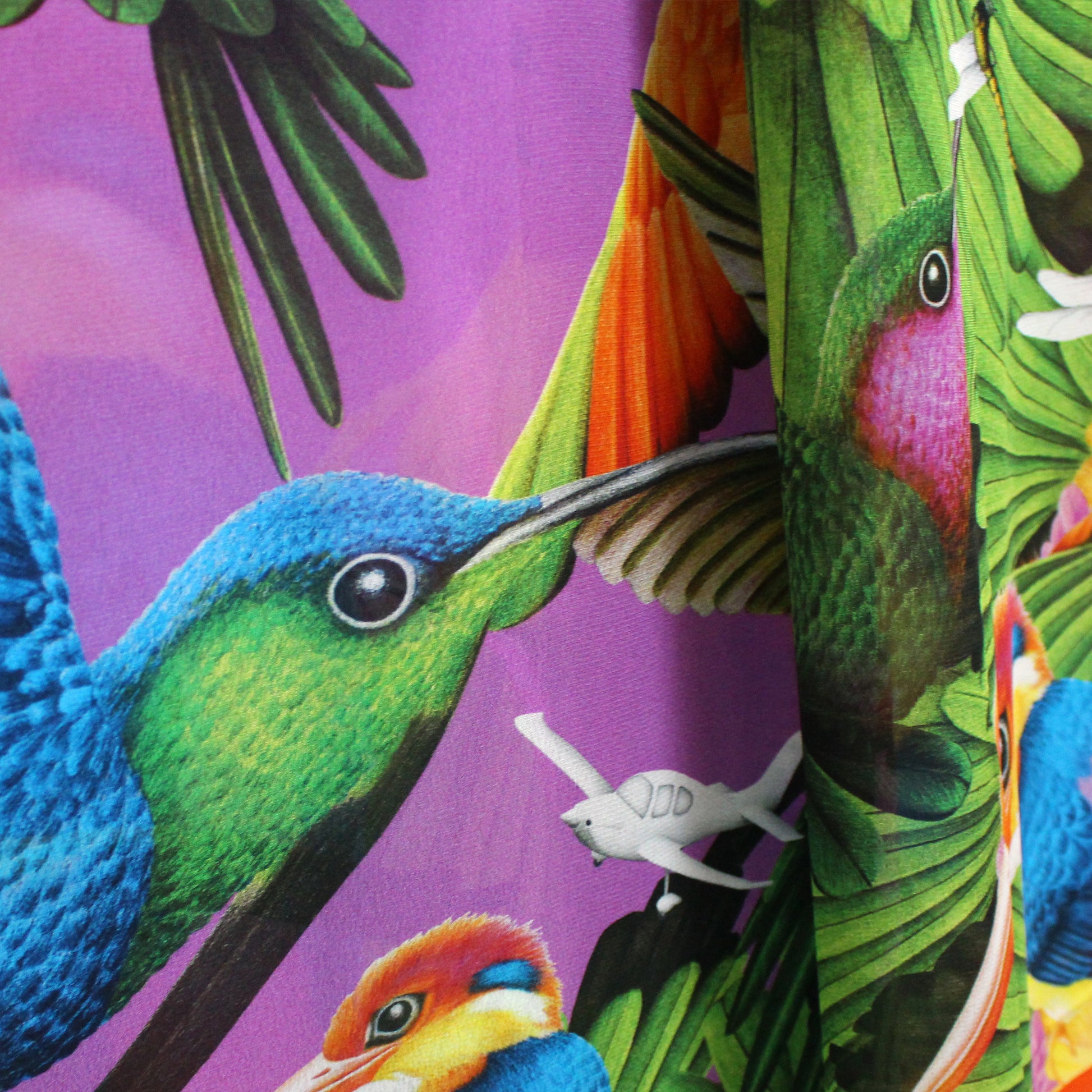 Italian 'hummingbird getaway' viscose chiffon panel