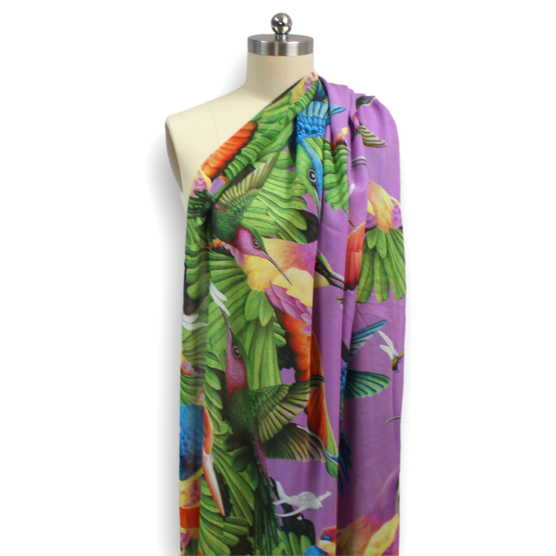 Italian 'hummingbird getaway' viscose chiffon panel
