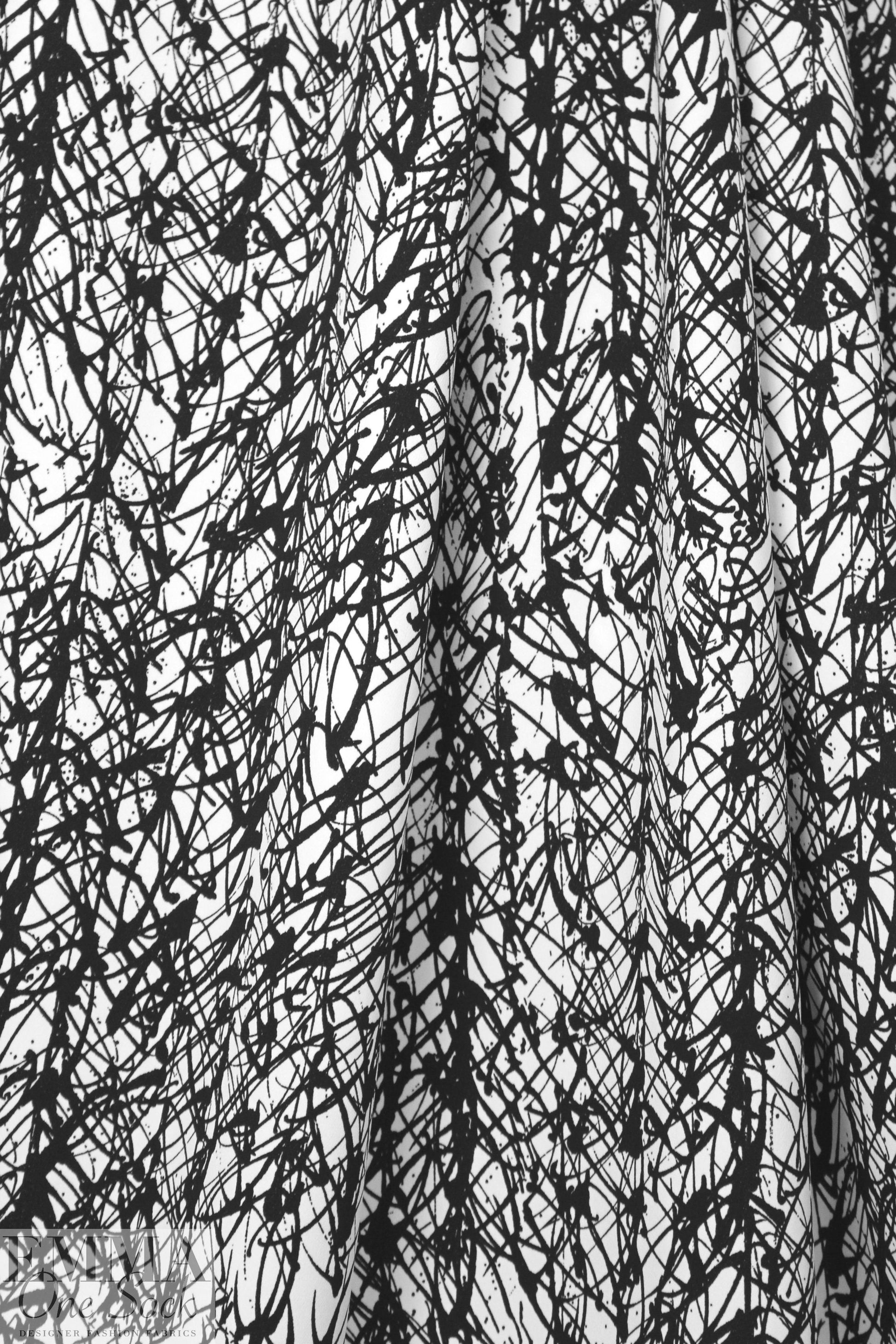 Mi11y doodly scribble viscose 'matte hybrid' 1.375 yds