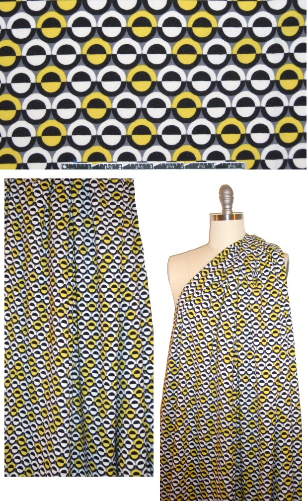 NY designer printed 'matte hybrid' - yellow/black graphic 1.5 yd