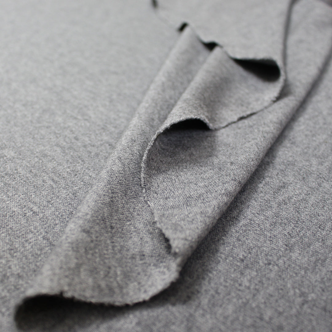 cotton/wool interlock lightweight sweater knit - heather gray .75 yds