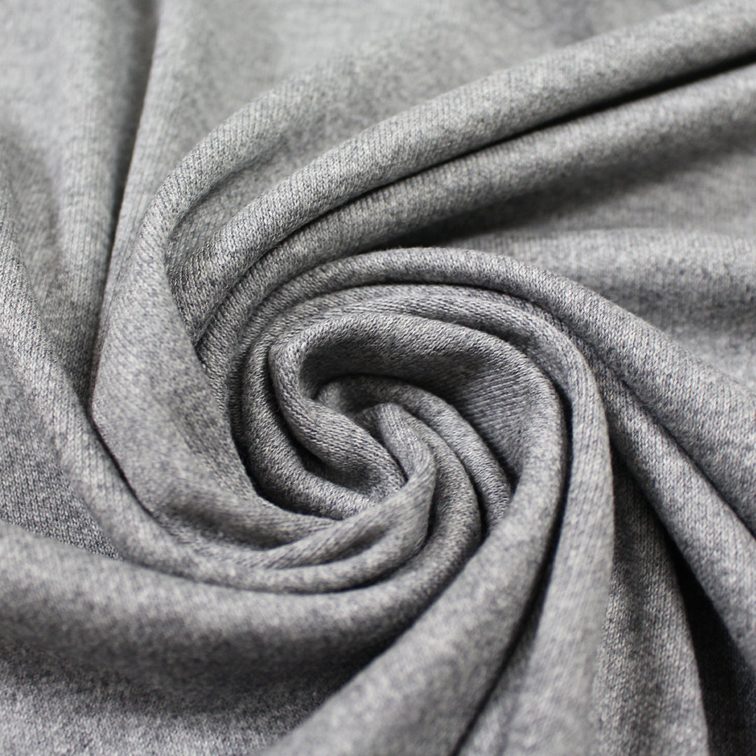 cotton/wool interlock lightweight sweater knit - heather gray .875 yds