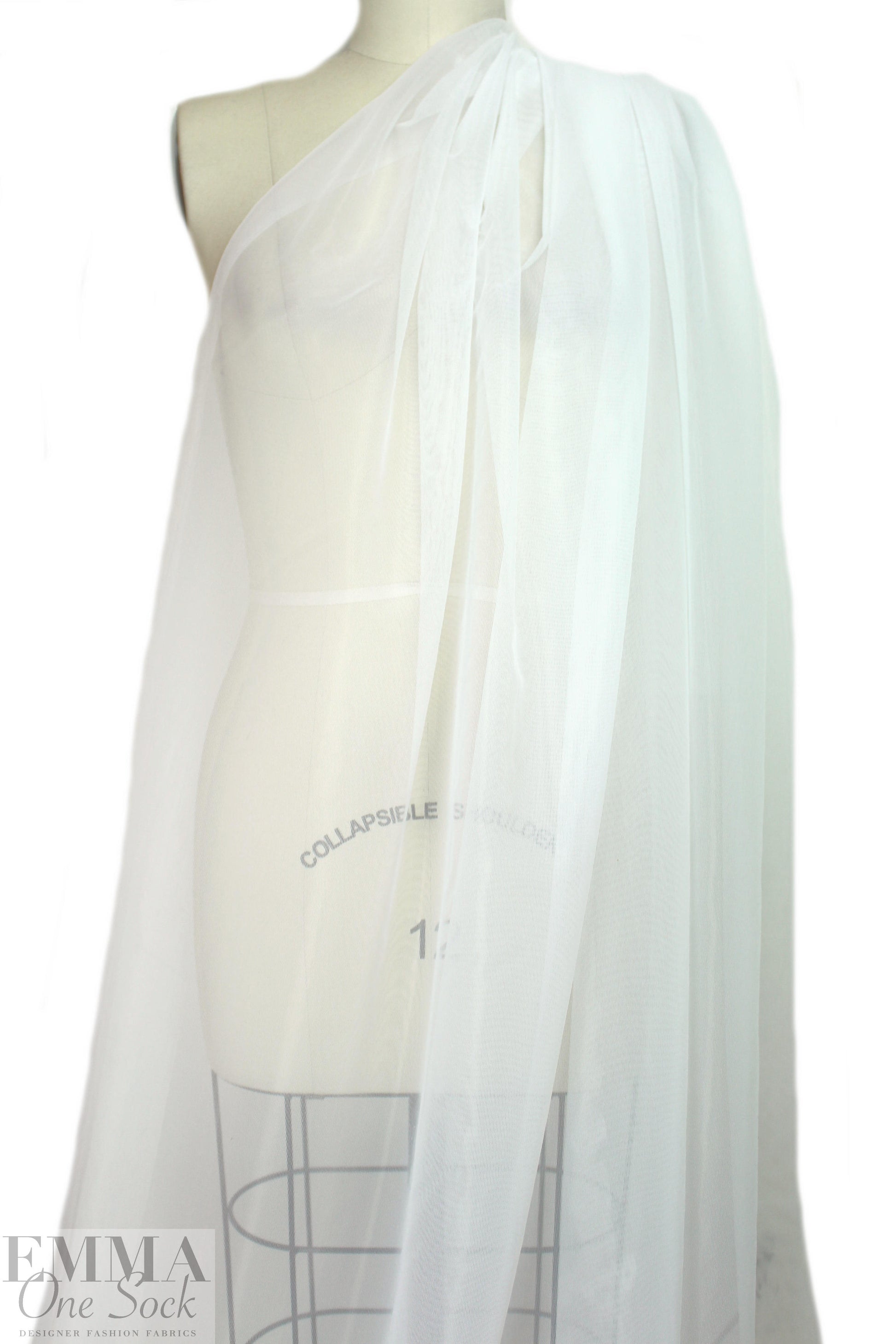 sheer nylon mesh, no stretch - white